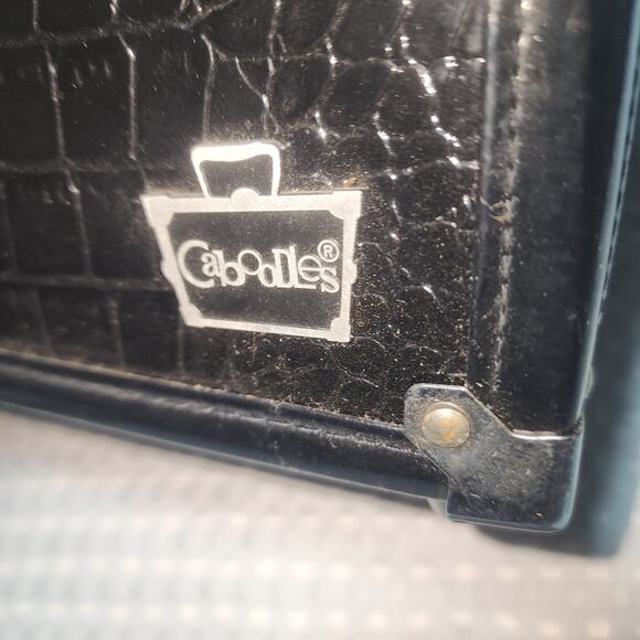 CABOODLES EUC BLACK ALIGATOR MAKEUP HARD CASE ORGANIZER BOX - Picture 2 of 10